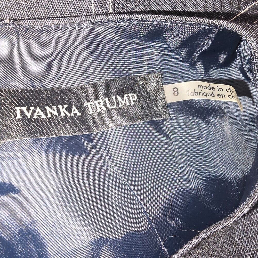 Ivanka Trump Denim-look Pencil dress w/ contrast contour topstitching - Picture 7 of 8